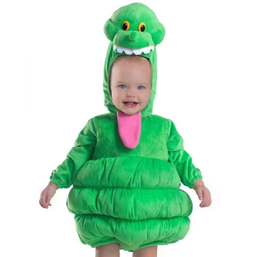 Ghostbusters Slimer Deluxe Costume 6-12 M Halloween Plush Green Baby Cute NEW